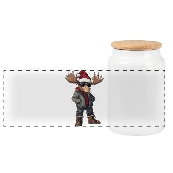 Elch Weihnachten Winter - Panorama Keksdose mit Holzdeckel - Weiß - Vorne