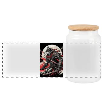 Moonlit Warwolf Armor - Panoramic Cookie Jar with Wooden Lid - white - Front