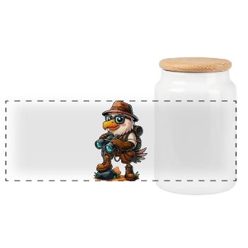 Drôle d’aventure de camping de randonnée Eagle Explorer - Boîte à biscuits avec couvercle en bois - blanc - Devant