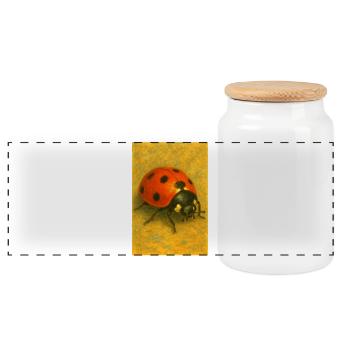 Red Ladybug Art Print - Panoramic Cookie Jar with Wooden Lid - white - Front