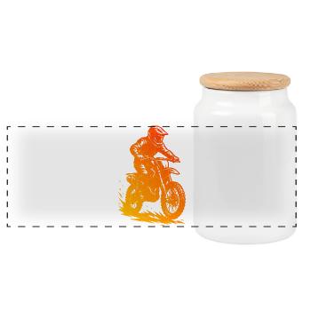 Simple Motocross Idee für Motocross - Panorama Keksdose mit Holzdeckel - Weiß - Vorne