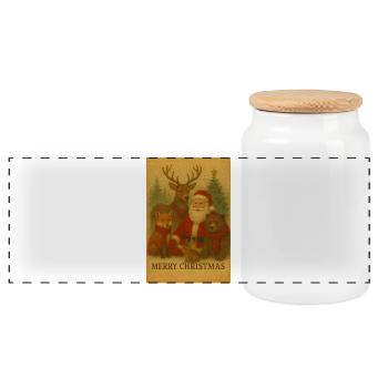 Noël vintage avec des amis animaux - Boîte à biscuits avec couvercle en bois - blanc - Devant