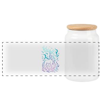 La ligne du dragon néon en dégradé - Boîte à biscuits avec couvercle en bois - blanc - Devant