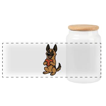 Malinois mit Herz Comic - Panorama Keksdose mit Holzdeckel - Weiß - Vorne