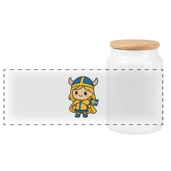 Cute_Swedish_Viking_Girl_Kawaii_Cartoon_T-Chemise - Boîte à biscuits avec couvercle en bois - blanc - Devant