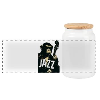 Jazz Monkey Noir Tee - Panorama Keksdose mit Holzdeckel - Weiß - Vorne
