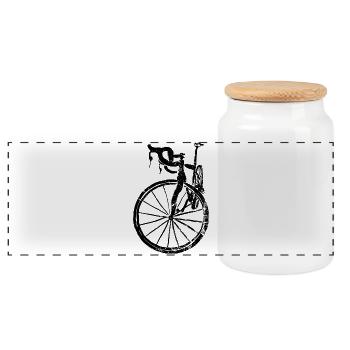 Fahrrad - Panorama Keksdose mit Holzdeckel - Weiß - Vorne