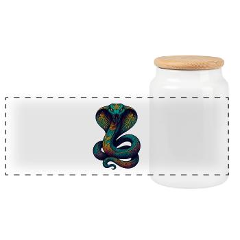 Ornement coloré de cobra - Boîte à biscuits avec couvercle en bois - blanc - Devant