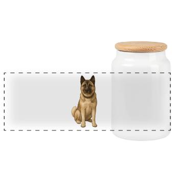 American Akita Holly - Panoramic Cookie Jar with Wooden Lid - white - Front