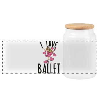 J’adore les cœurs de danseurs de ballet - Boîte à biscuits avec couvercle en bois - blanc - Devant