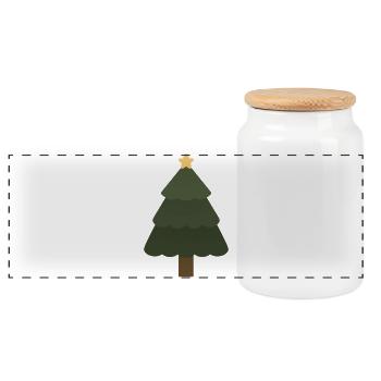 Arbre de Noël - Boîte à biscuits avec couvercle en bois - blanc - Devant