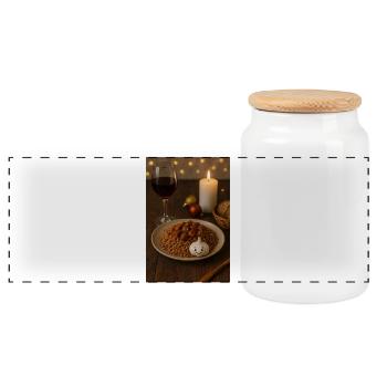 Buchweizen Rinderragout Gretschka - Panorama Keksdose mit Holzdeckel - Weiß - Vorne