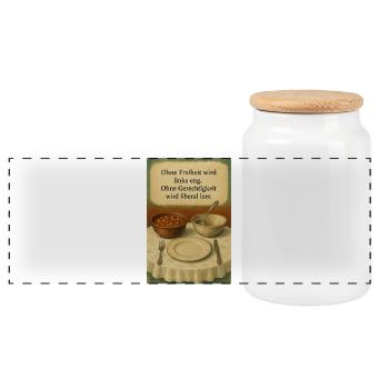 Freedom and justice - Panoramic Cookie Jar with Wooden Lid - white - Front