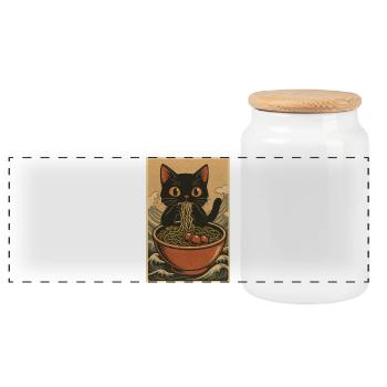 Cat Noodle Bowl in Ocean Waves, Cats  - Panoramic Cookie Jar with Wooden Lid - white - Front