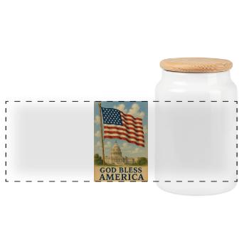 Que Dieu bénisse l’art du drapeau américain - Boîte à biscuits avec couvercle en bois - blanc - Devant