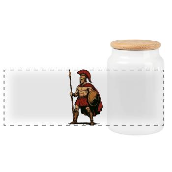 Spartan Sparta Warrior - Boîte à biscuits avec couvercle en bois - blanc - Devant