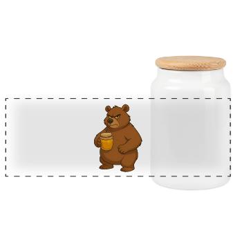 Grumpy Bear logo t-shirt with a jar of honey - Panoramic Cookie Jar with Wooden Lid - white - Front