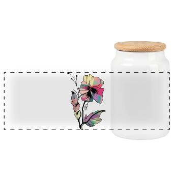 Blume - Panorama Keksdose mit Holzdeckel - Weiß - Vorne