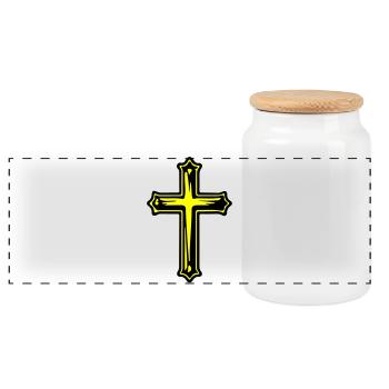 Symbole chrétien de la Croix de Jésus - Boîte à biscuits avec couvercle en bois - blanc - Devant