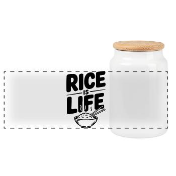 Rice Is Life - Panoramic Cookie Jar with Wooden Lid - white - Front