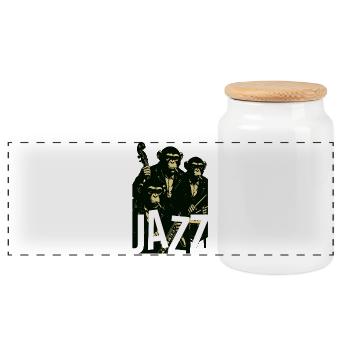Jazz chimps Quartet - Panoramic Cookie Jar with Wooden Lid - white - Front