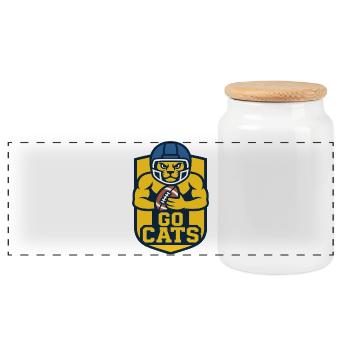 Go Cats Fußballhelm-Maskottchen-Design - Panorama Keksdose mit Holzdeckel - Weiß - Vorne