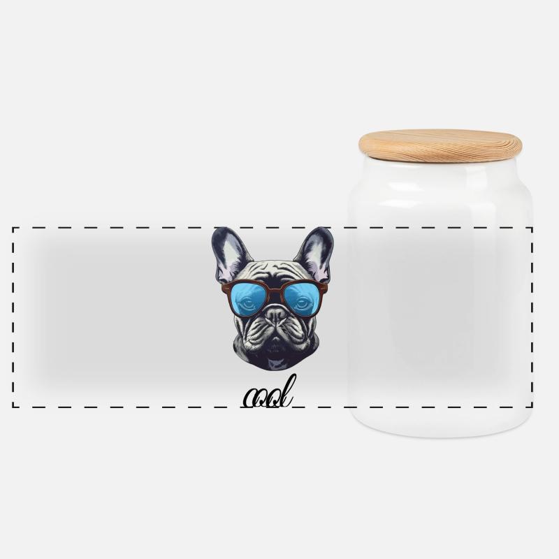 Cooler Hund - Panorama Keksdose mit Holzdeckel - Weiß