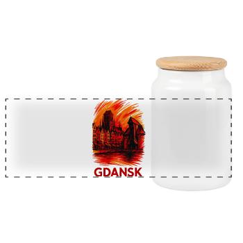 Gdansk Gdańsk City Poland Polska Patriot Gift - Panoramic Cookie Jar with Wooden Lid - white - Front