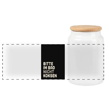 Bitte im Bad nicht koksen – Lustiger Spruch - Boîte à biscuits avec couvercle en bois - blanc - Devant