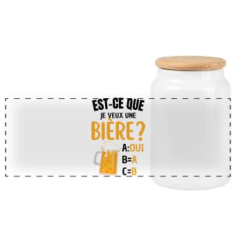 Beer humor and obvious answer - Panoramic Cookie Jar with Wooden Lid - white - Front
