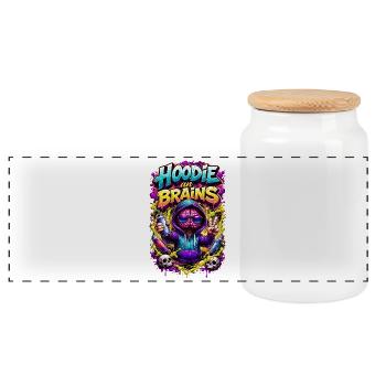 Hoodie Brain Graffiti - Panoramic Cookie Jar with Wooden Lid - white - Front