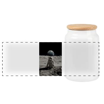 Lunar Explorer : Earthrise au-dessus de la Lune - Boîte à biscuits avec couvercle en bois - blanc - Devant