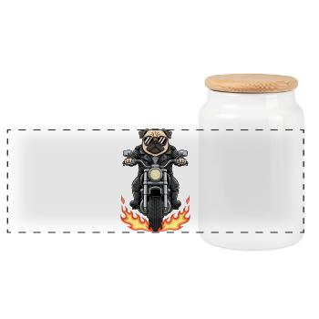 Cool Biker Pug Motorcycle Flammes - Boîte à biscuits avec couvercle en bois - blanc - Devant