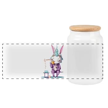 Licorne en pyjama Magie du café - Boîte à biscuits avec couvercle en bois - blanc - Devant