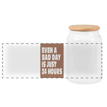Even a Bad Day Is Just 24 Hours - Panoramic Cookie Jar with Wooden Lid - white - Front