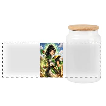 DZ Manga – Women - Panoramic Cookie Jar with Wooden Lid - white - Front
