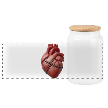 BROKEN HEART #1 - peace & love - Panoramic Cookie Jar with Wooden Lid - white - Front