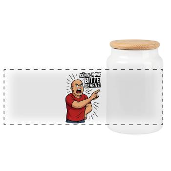 Can We Please Go Cartoon - Panoramic Cookie Jar with Wooden Lid - white - Front