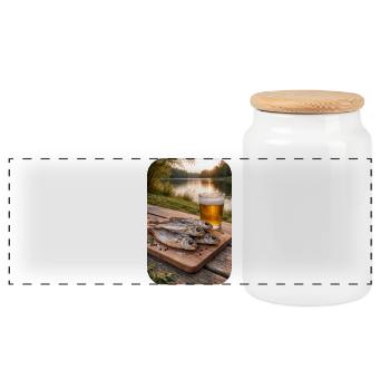 by the lake - Panoramic Cookie Jar with Wooden Lid - white - Front