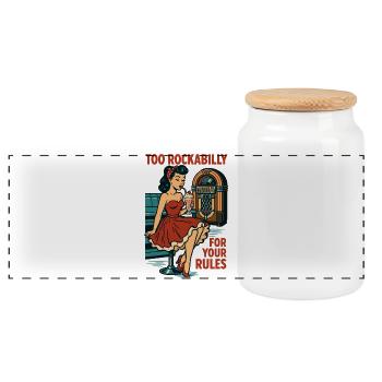 Rockabilly Rebellin Diner Jukebox Rétro des années 50 - Boîte à biscuits avec couvercle en bois - blanc - Devant