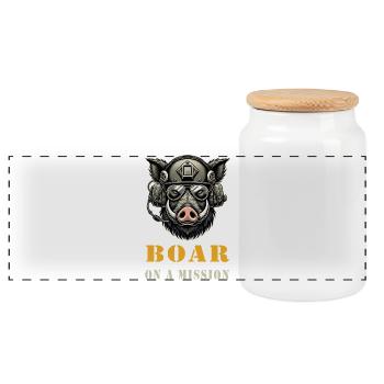 Sanglier sauvage en mission - Boîte à biscuits avec couvercle en bois - blanc - Devant