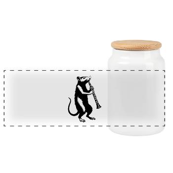 Un rat musicien à la clarinette - Boîte à biscuits avec couvercle en bois - blanc - Devant