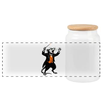 Rat en chef d’orchestre en smoking - Boîte à biscuits avec couvercle en bois - blanc - Devant