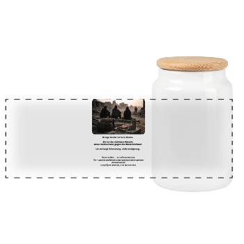 Ruins in the evening light - Panoramic Cookie Jar with Wooden Lid - white - Front