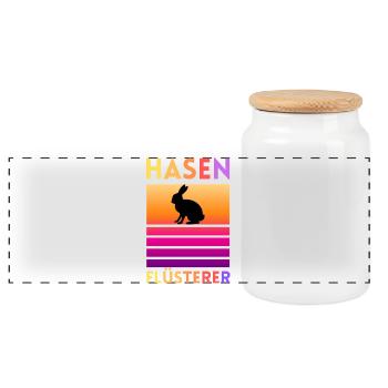 Bunny Whisperer - Panoramic Cookie Jar with Wooden Lid - white - Front