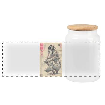 Mecha Ukiyoe Neon-Druck - Panorama Keksdose mit Holzdeckel - Weiß - Vorne