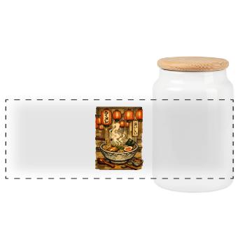 Ramen noodle soup - Panoramic Cookie Jar with Wooden Lid - white - Front