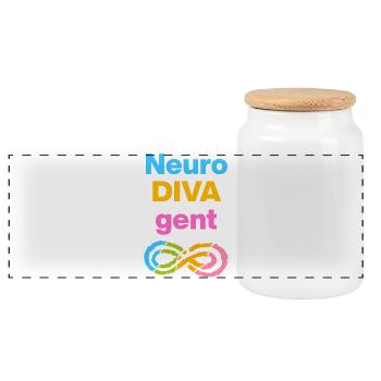 NEURODIVERGENT, NEURODIVERGENCE POWER, ADHD POWER - Panoramic Cookie Jar with Wooden Lid - white - Front