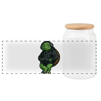 Sweat à capuche DJ Groovy Turtle - Boîte à biscuits avec couvercle en bois - blanc - Devant