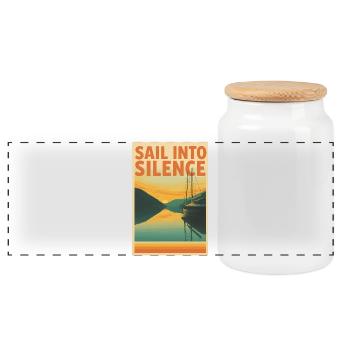Naviguez dans le silence - Boîte à biscuits avec couvercle en bois - blanc - Devant